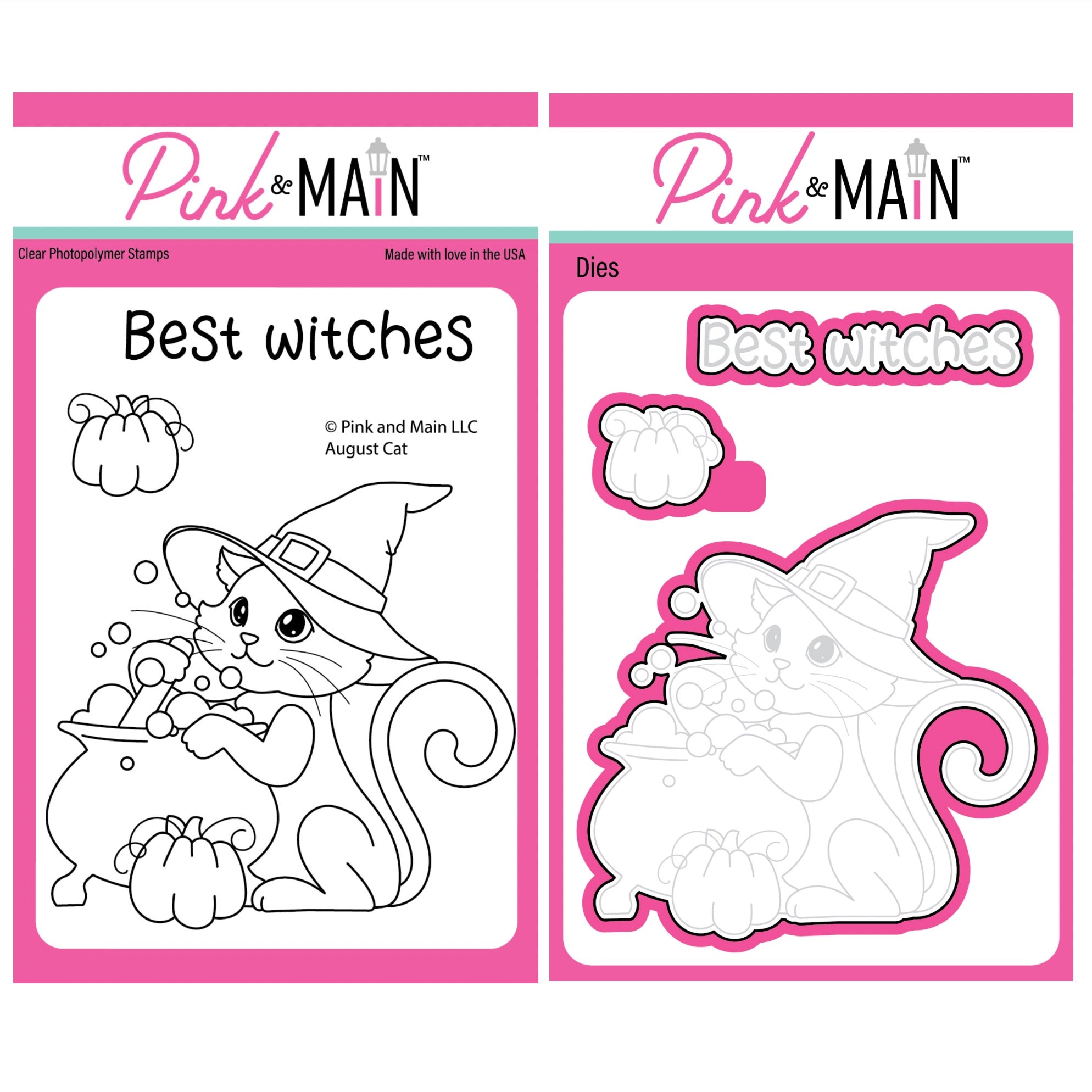 Pink and Main August Cat Clear Stamp and Die Set