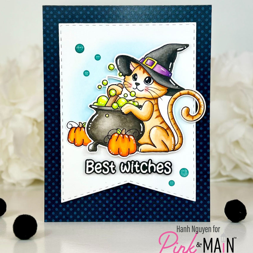 Pink and Main August Cat Dies pnm895 best witches card