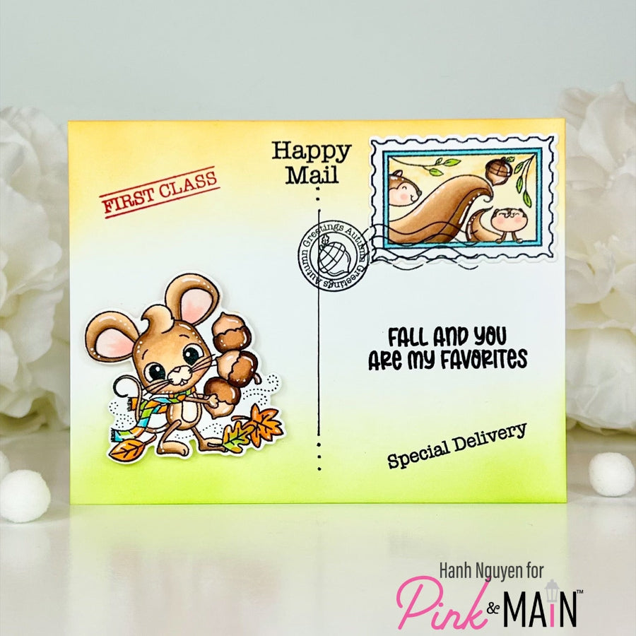 Pink and Main August Mouse Dies pnm776 postcard