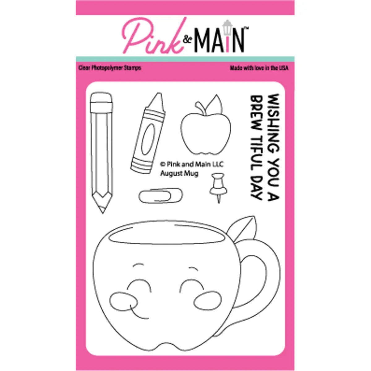 Pink and Main August Mug Clear Stamps pm0723*