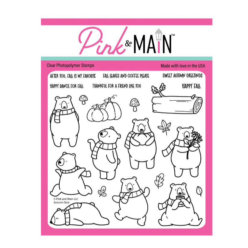 Pink and Main Autumn Bear Clear Stamps pm0813