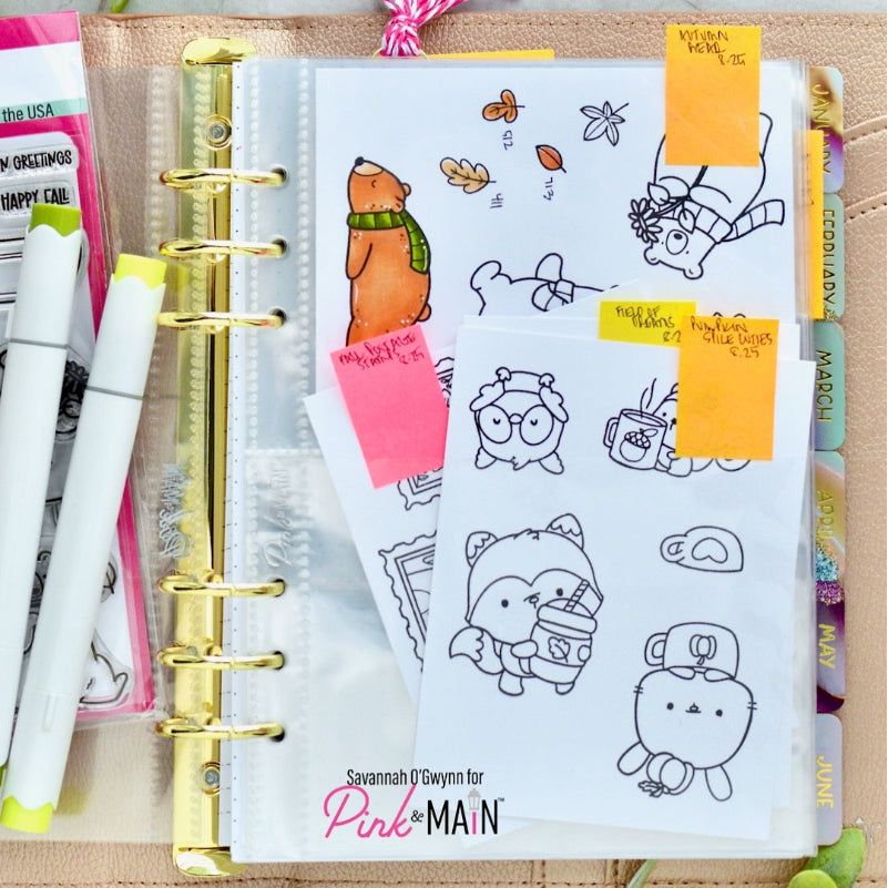 Pink and Main Autumn Bear Clear Stamps pm0813 journal