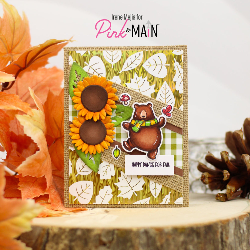 Pink and Main Autumn Bear Clear Stamps pm0813 sunflowers