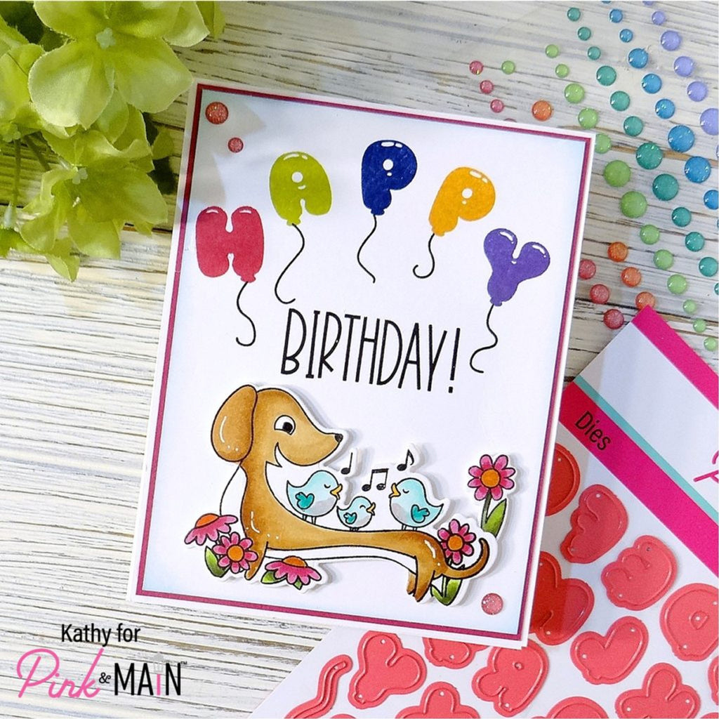 Pink and Main Balloon Alphas Clear Stamps PM0609 birds