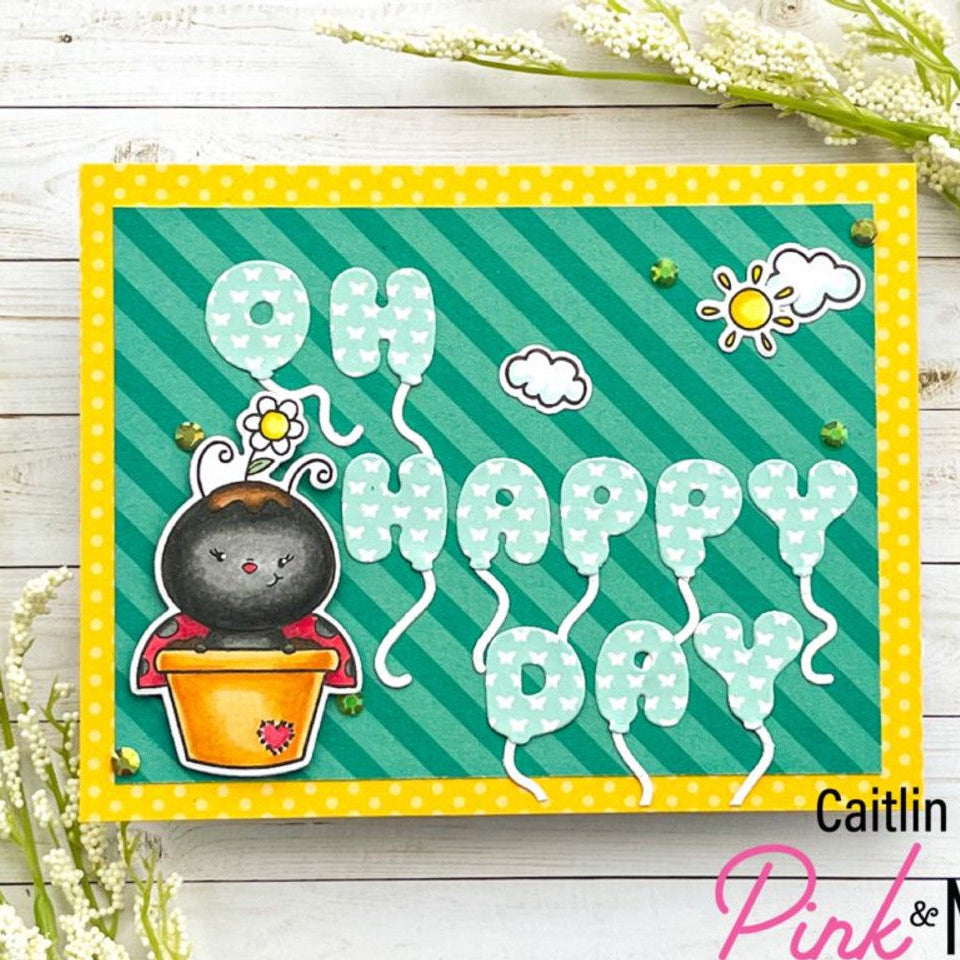 Pink and Main Balloon Alphas Clear Stamps PM0609 ladybug