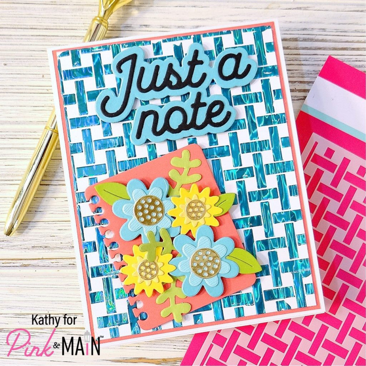 Pink and Main Basket Stencil PMS108 flowers