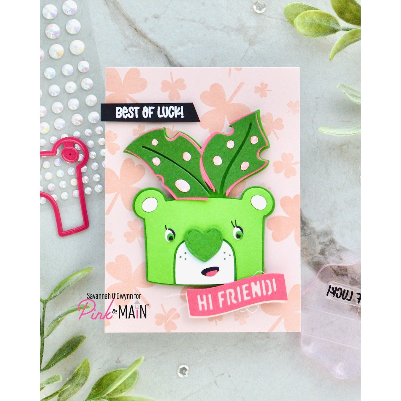 Pink and Main Bear Planter Dies pnm722 best of luck