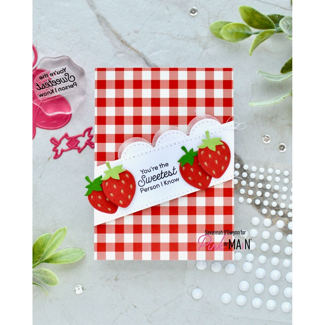 Pink and Main Berry Happy Clear Stamps pm0789 gingham