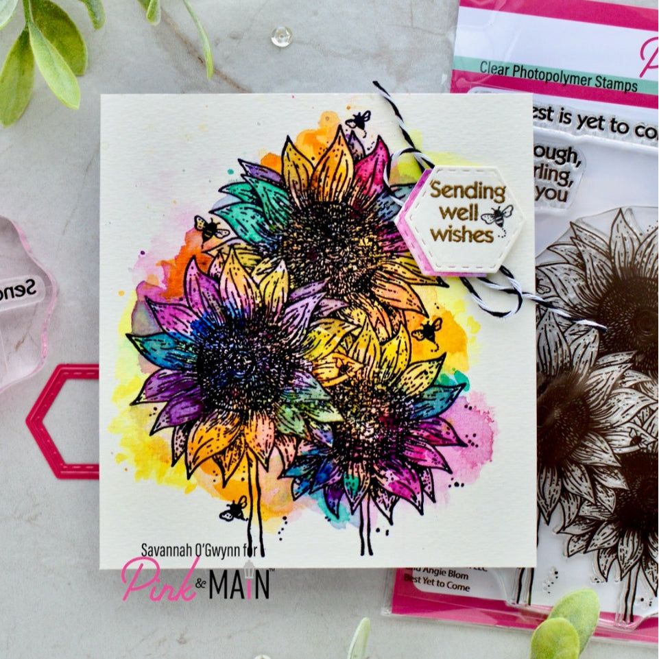 Pink and Main Best Yet To Come Clear Stamps pm0802 rainbow
