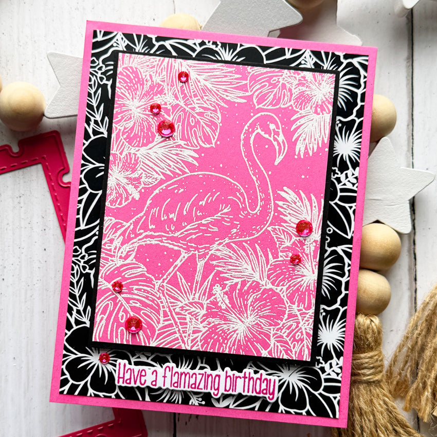 Pink and Main Better in Pink Clear Stamps pm0880 pink flamingo birthday card