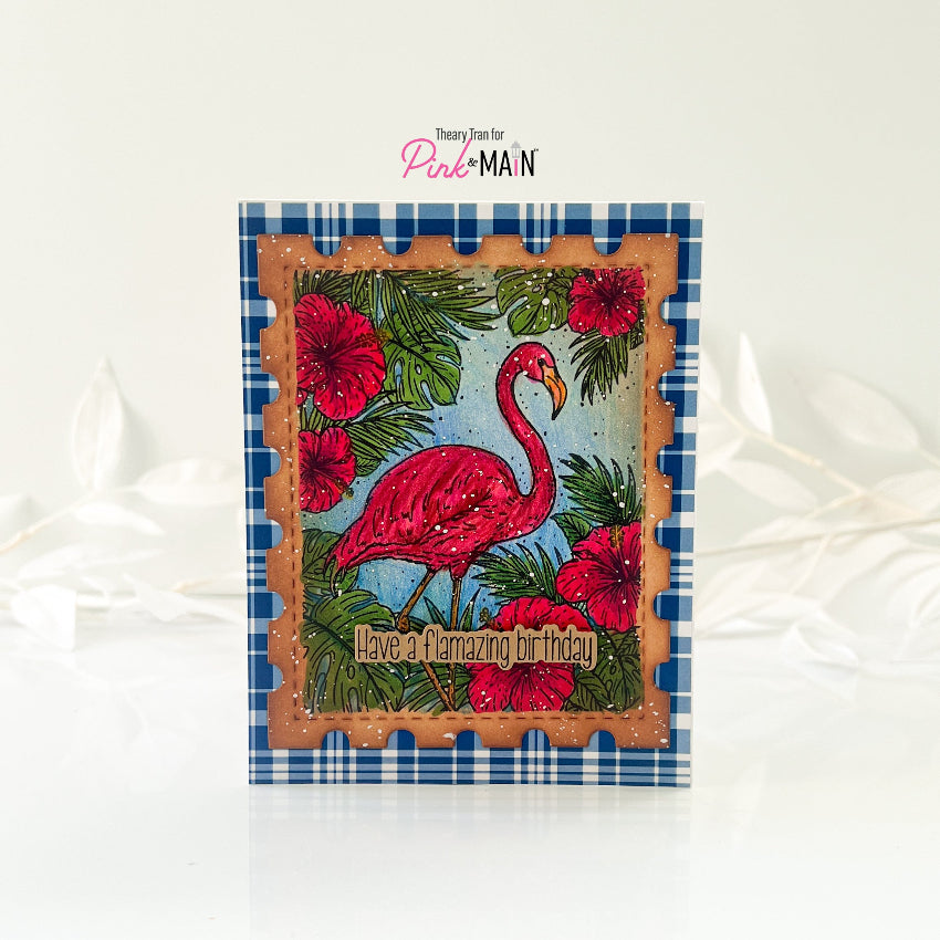Pink and Main Better in Pink Dies pnm878 pretty flamingo birthday card