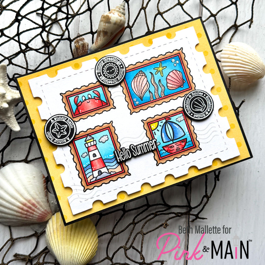 Pink and Main Better in Pink Dies pnm878 seashells hello summer card