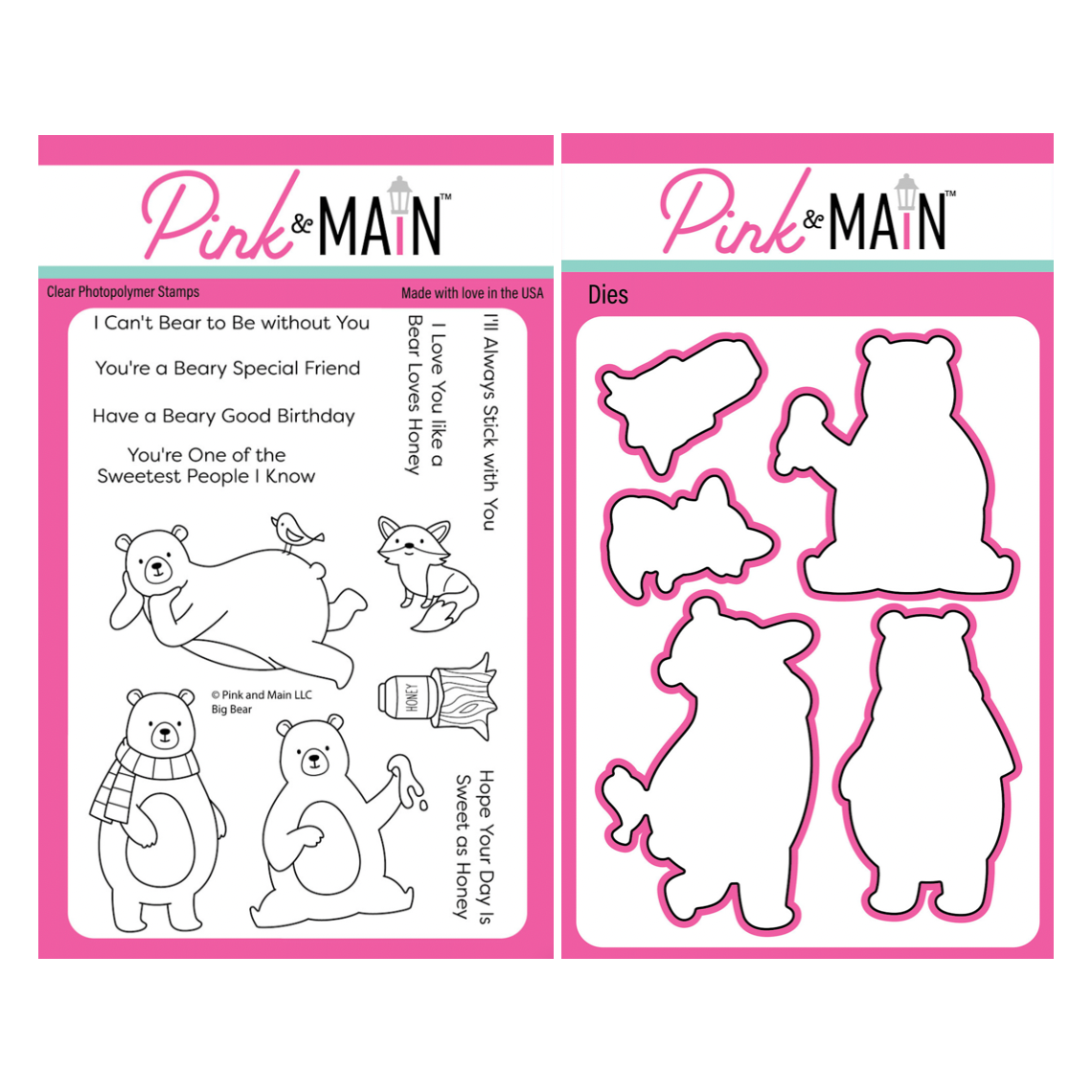 Pink and Main Big Bear Clear Stamp and Die Set
