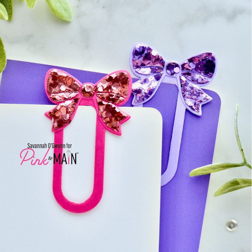 Pink and Main Big Bow Paperclip Dies pnm861 purple bow