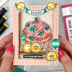Pink and Main Birthday Birdies Clear Stamp and Die Set cupcake