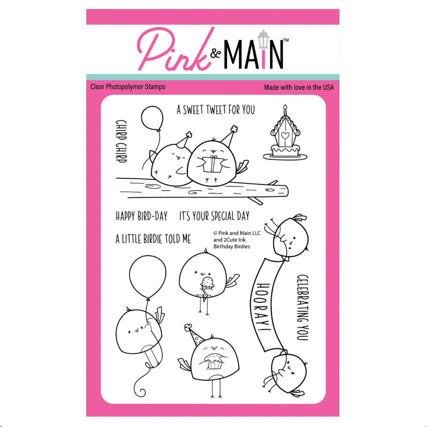 Pink and Main Birthday Birdies Clear Stamp and Die Set cupcake image 1