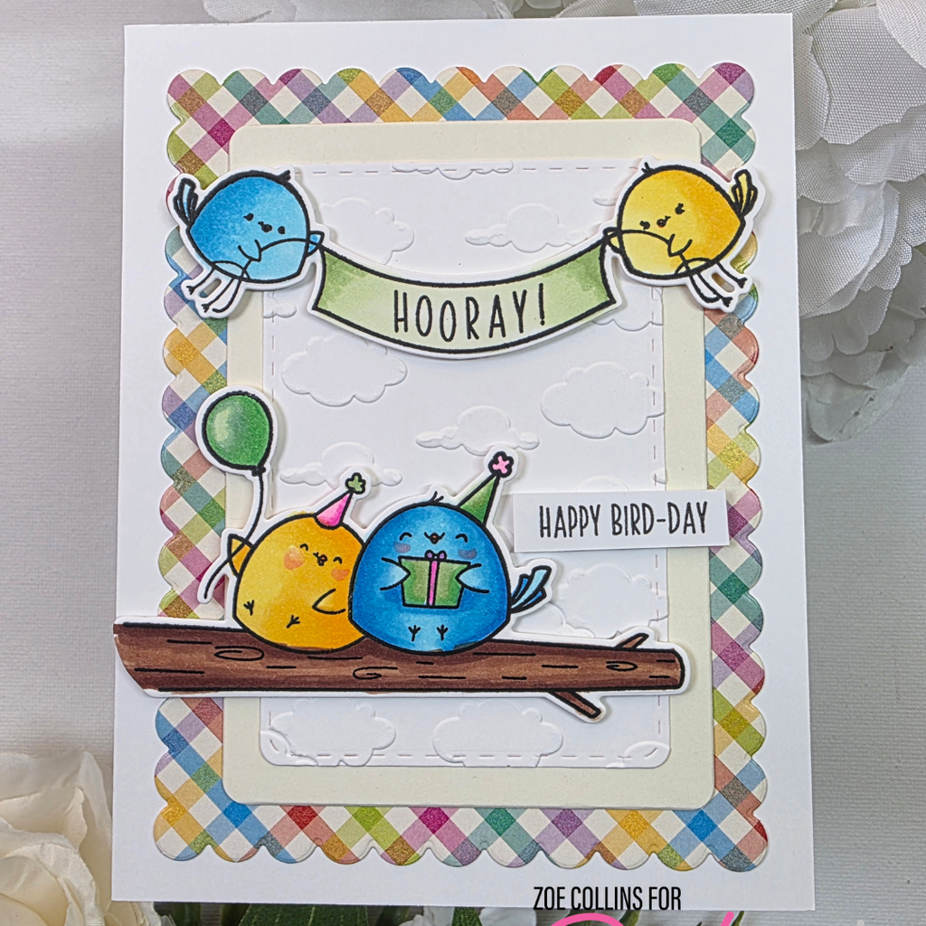 Pink and Main Birthday Birdies Clear Stamp and Die Set happy b day