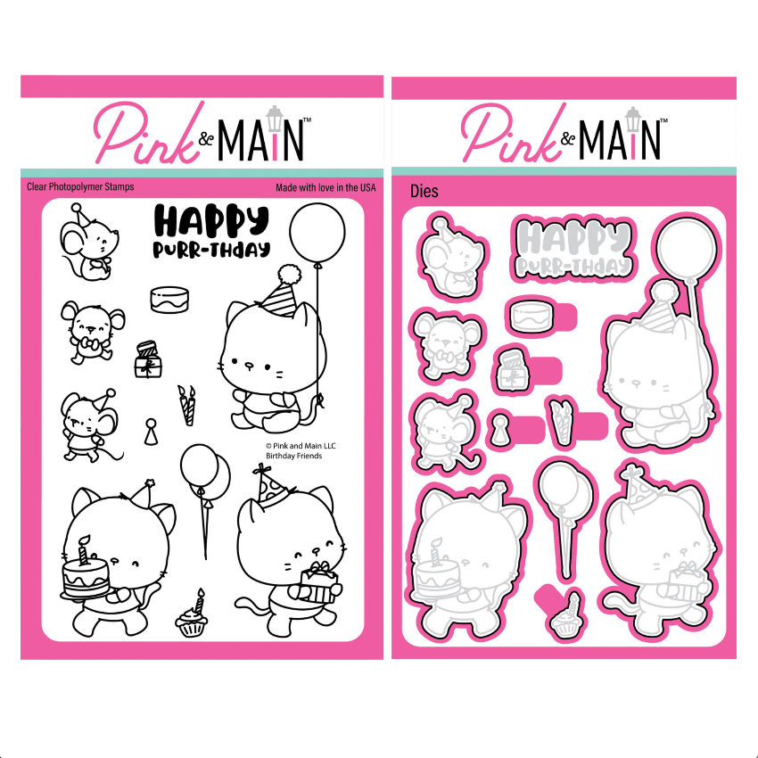 Pink and Main Birthday Friends Clear Stamp and Die Set
