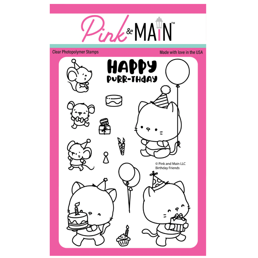 Pink and Main Birthday Friends Clear Stamps pm0860