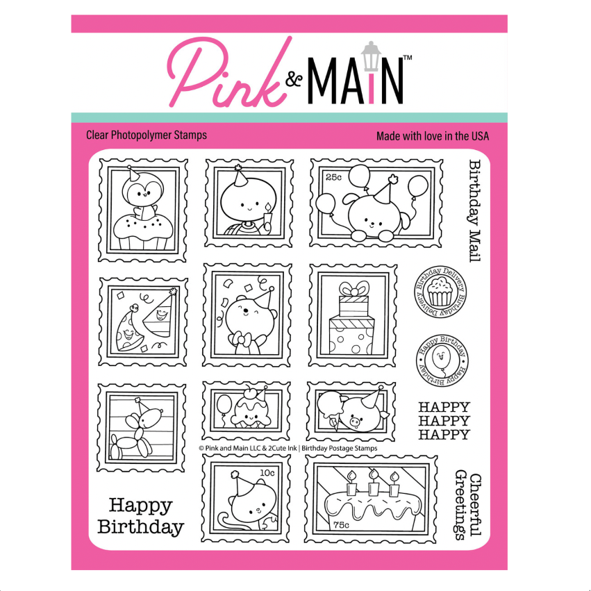 Pink and Main Birthday Postage Clear Stamps pm0862
