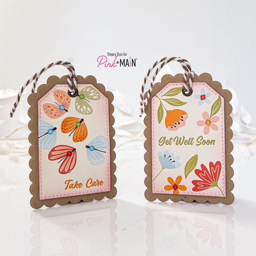 Pink and Main Blooms and Butterflies Rub-ons pmr020 tags