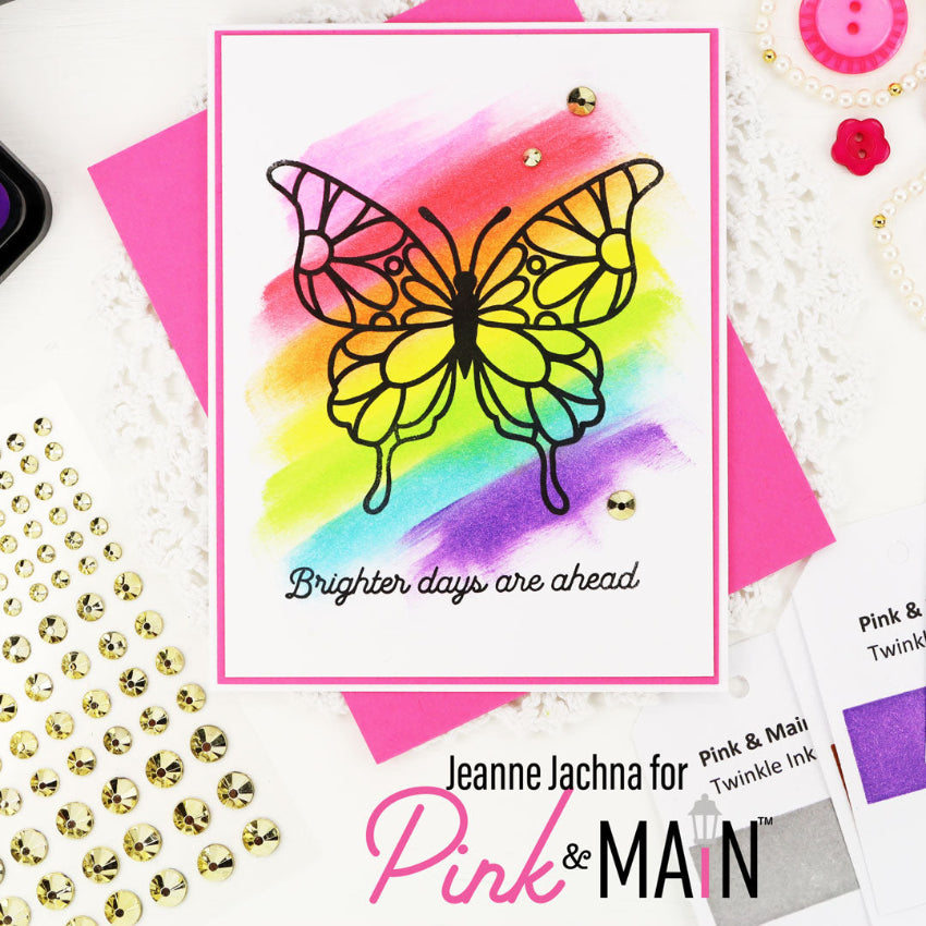 Pink and Main Brighter Days Clear Stamp and Die Set rainbow watercolor