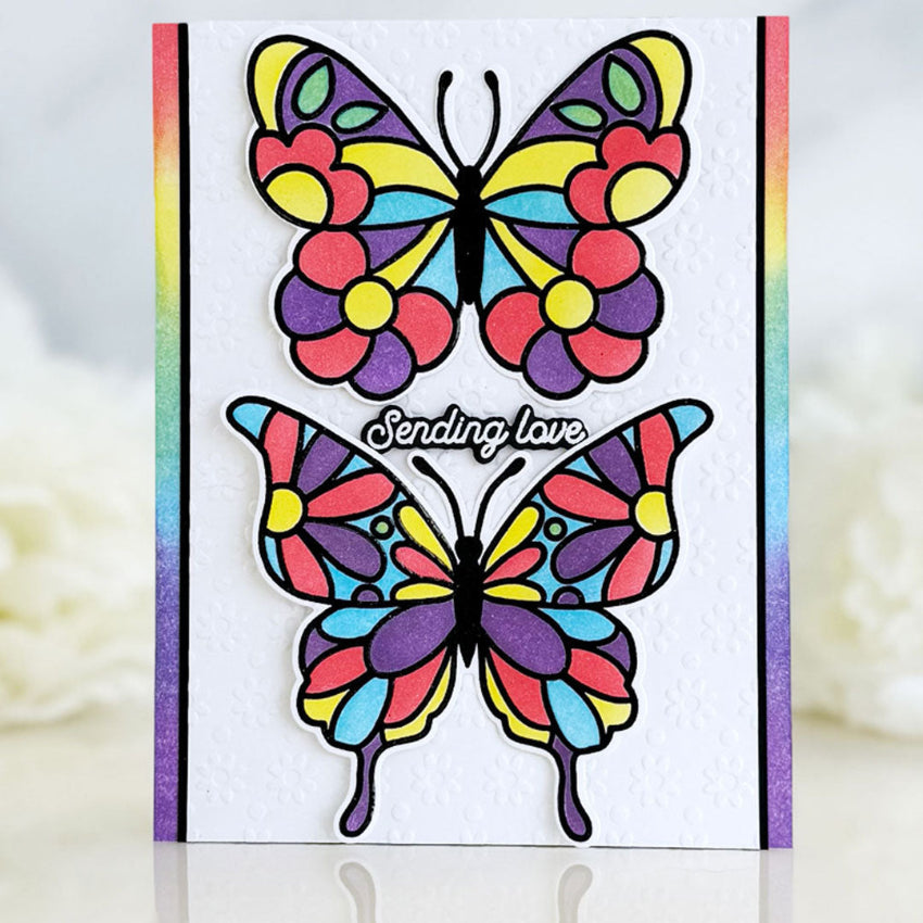 Pink and Main Brighter Days Clear Stamps pm0852 rainbow butterflies