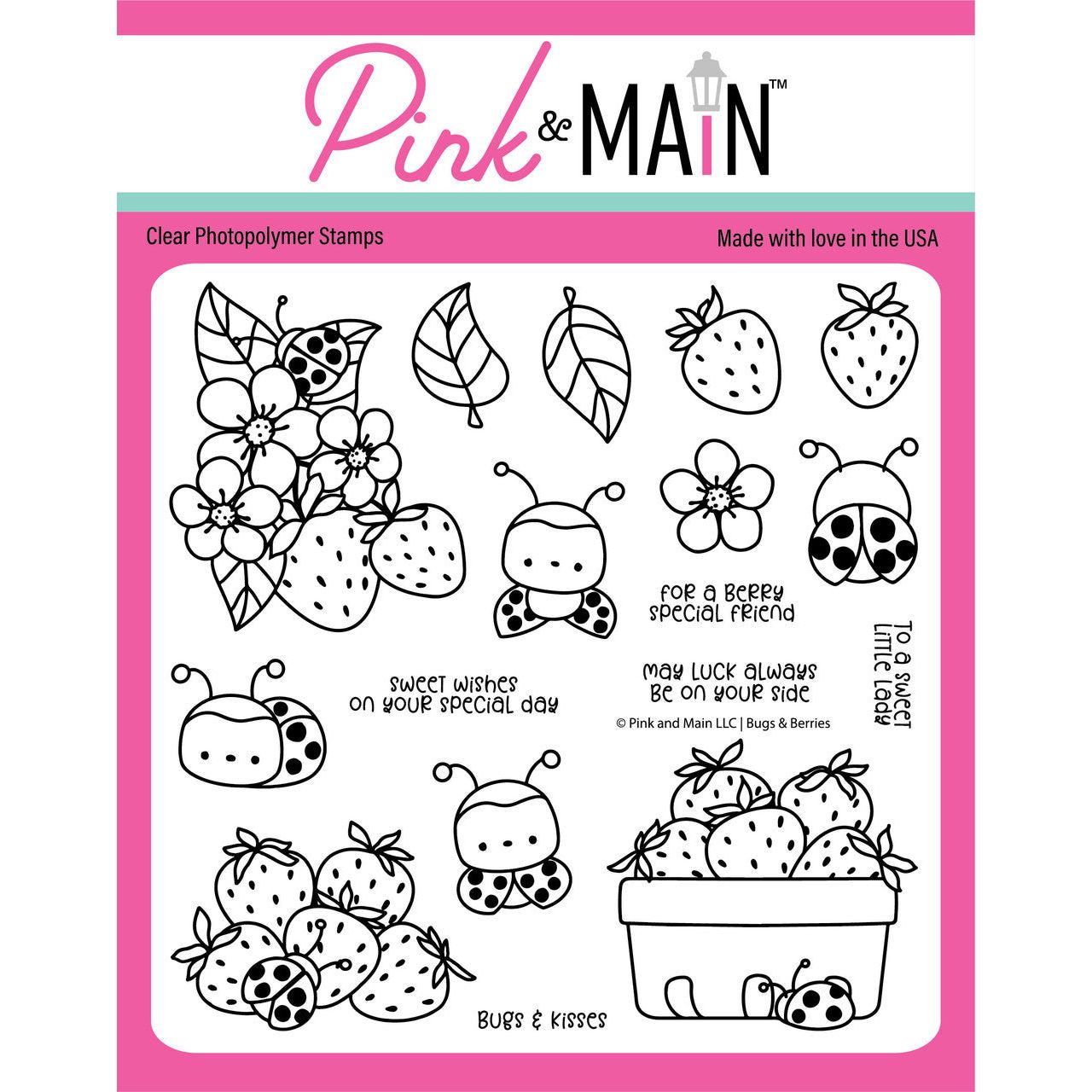 Pink and Main Bugs and Berries Clear Stamps pm0787