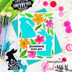 Pink and Main Bunny Hop Set 1 Foilables Sheets and Stencil Set bunnies