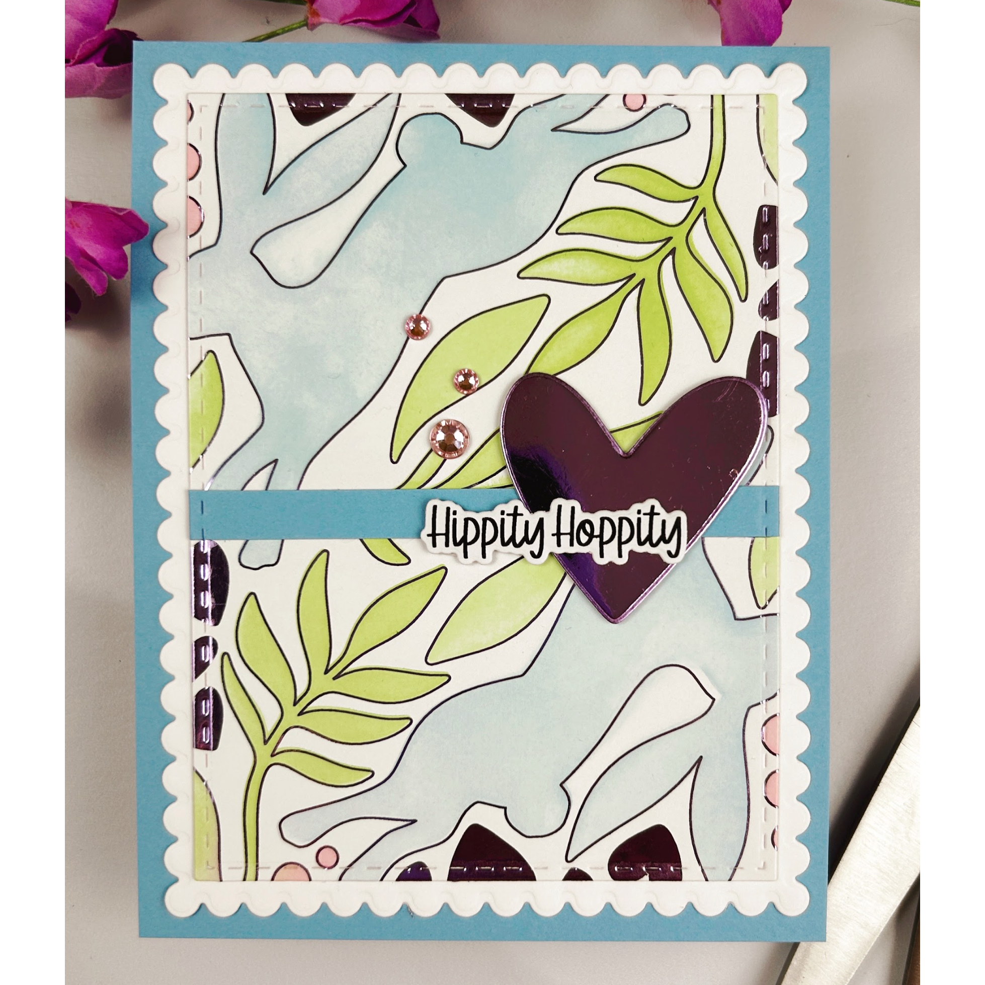 Pink and Main Bunny Hop Set 1 Foilables Sheets and Stencil Set greenery