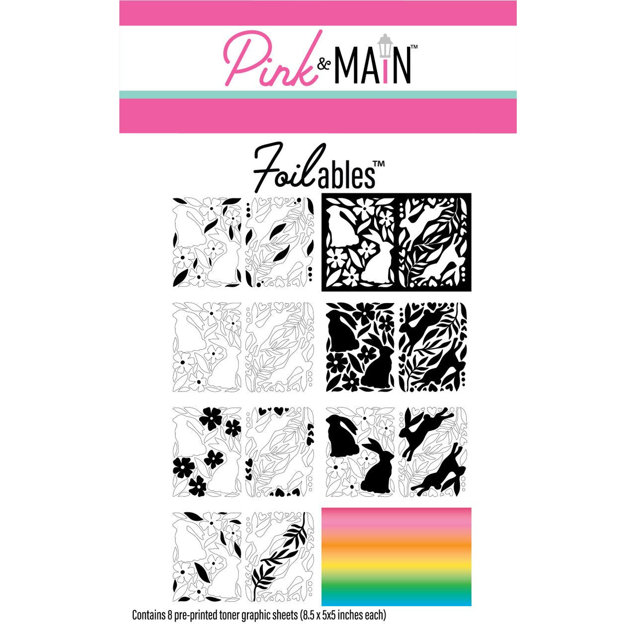 Pink and Main Bunny Hop Set 1 Foilables Sheets and Stencil Set image 2