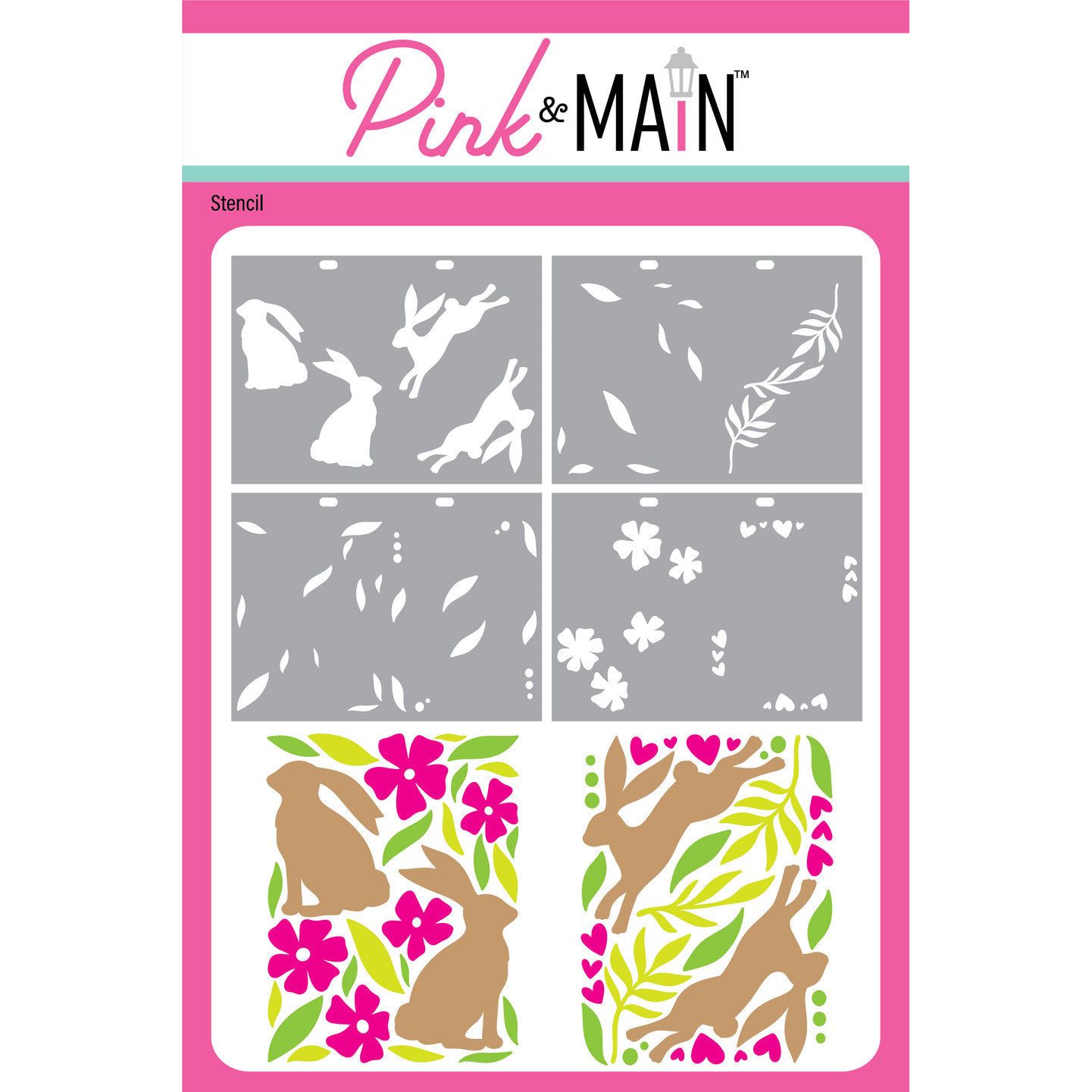 Pink and Main Bunny Hop Set 1 Stencils pms133