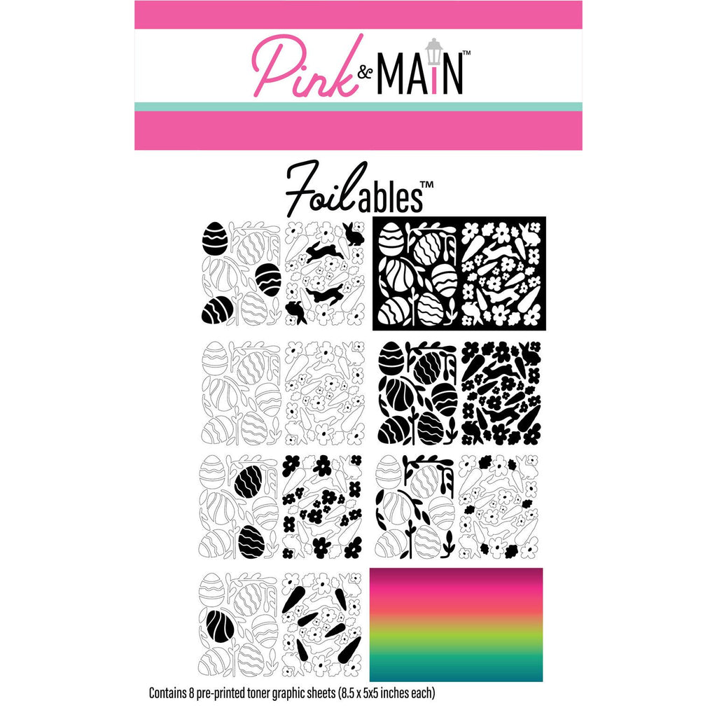 Pink and Main Bunny Hop Set 2 Foilables Sheets and Coordinating Stencils Set image 2