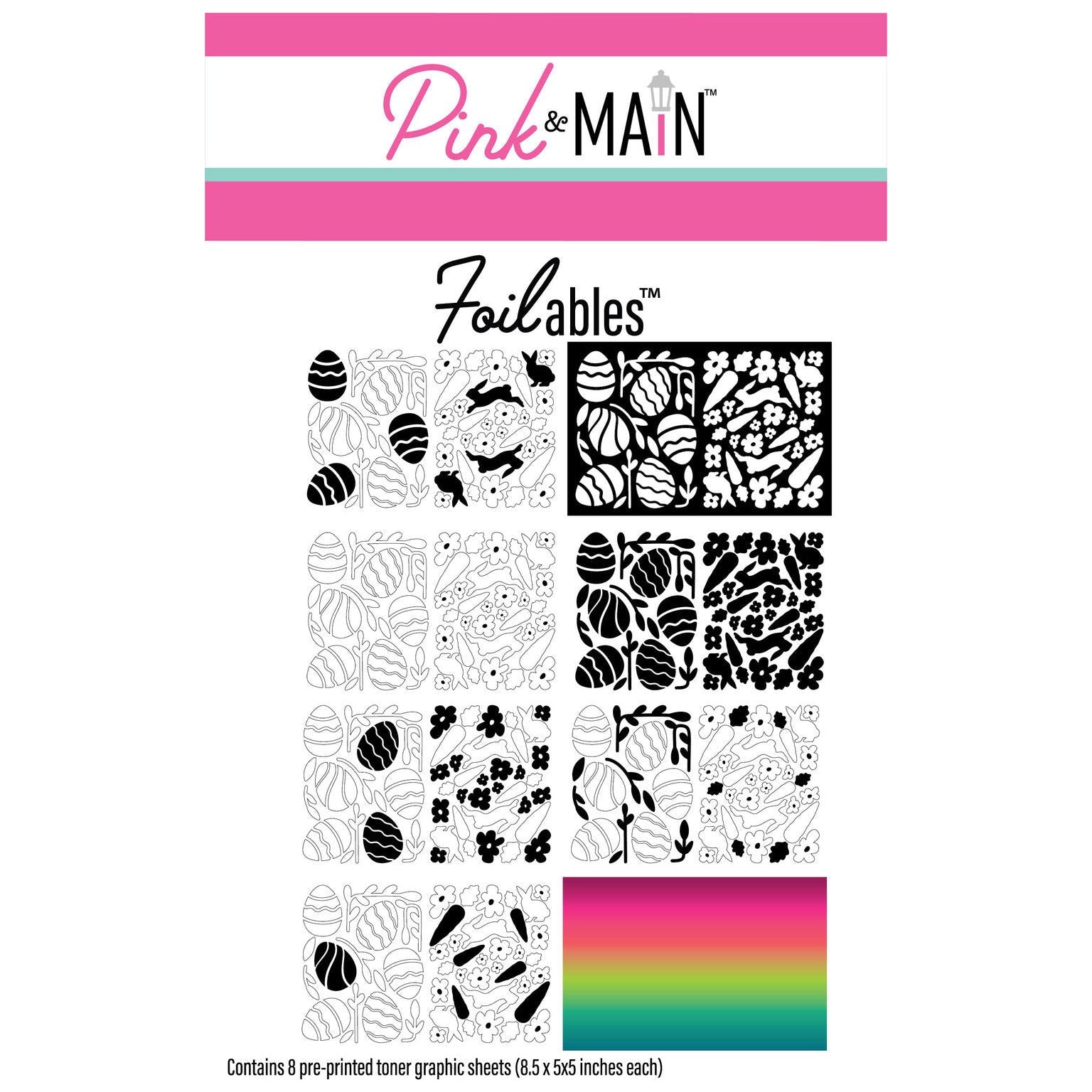 Pink and Main Bunny Hop Set 2 Foilables Sheets pmf285