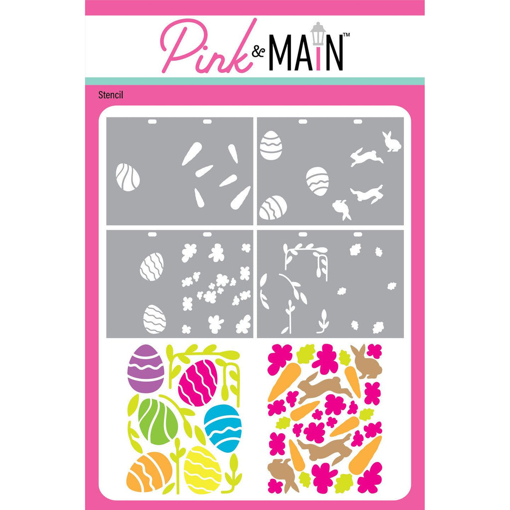 Pink and Main Bunny Hop Set 2 Stencils pms134