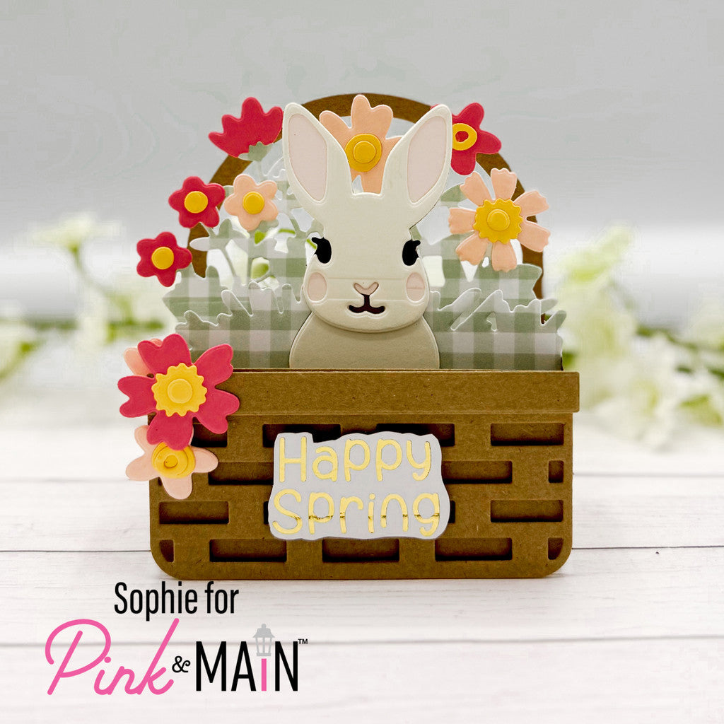 Pink and Main Bunny In The Basket Add On Dies pnm832 happy spring bunny