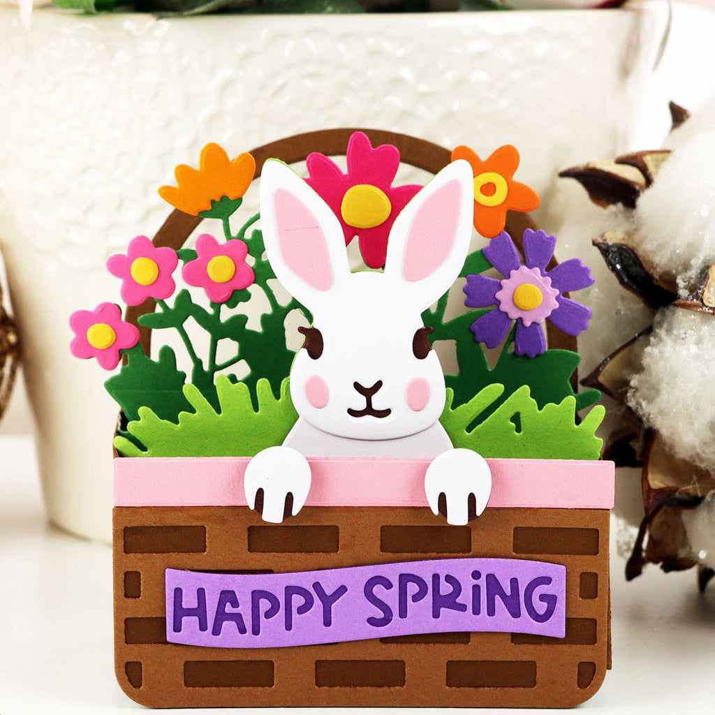 Pink and Main Bunny In The Basket Add On Dies pnm832 spring flowers