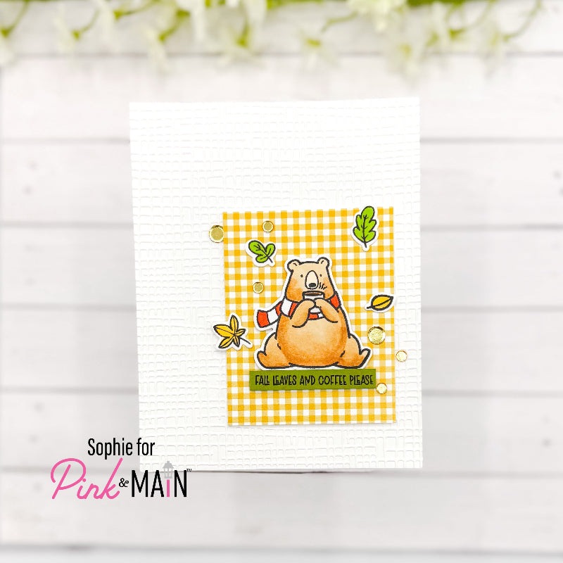 Pink and Main Burlap Embossing Folder pmt103 bear