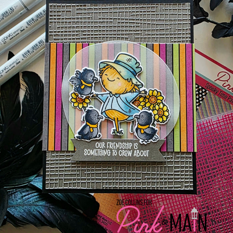 Pink and Main Burlap Embossing Folder pmt103 crows