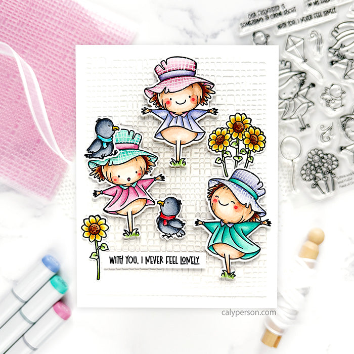 Pink and Main Burlap Embossing Folder pmt103 cute hats | color-code:ALT01