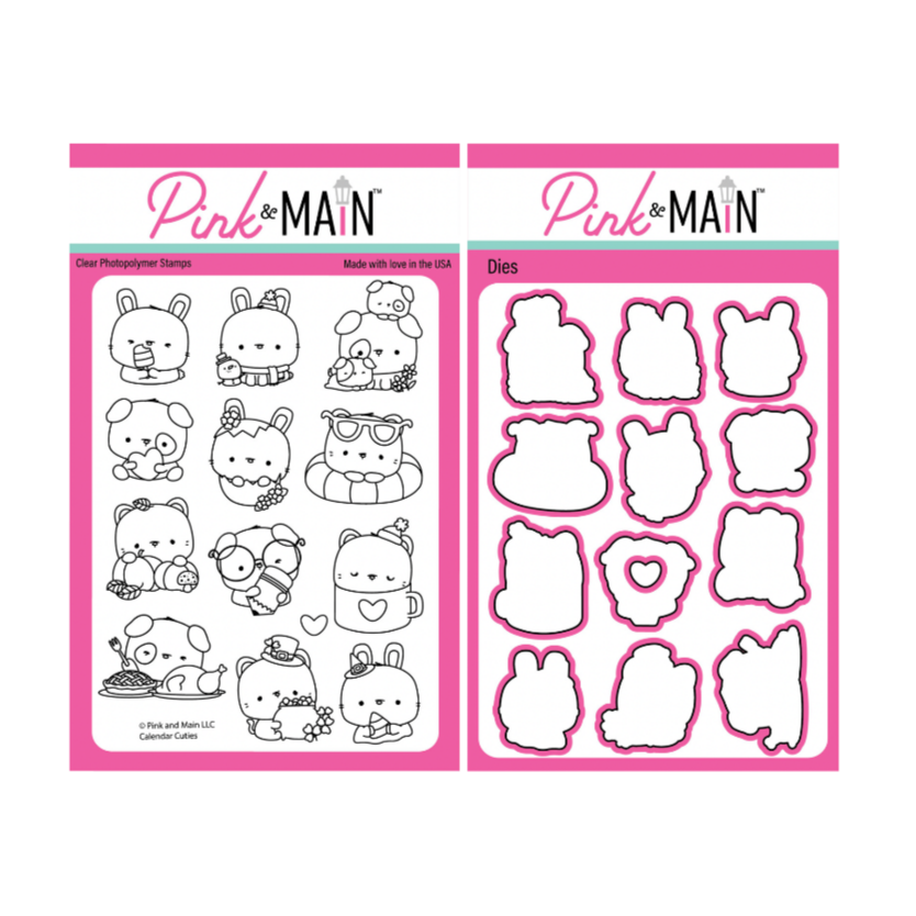 Pink and Main Calendar Cuties Clear Stamp and Die Set