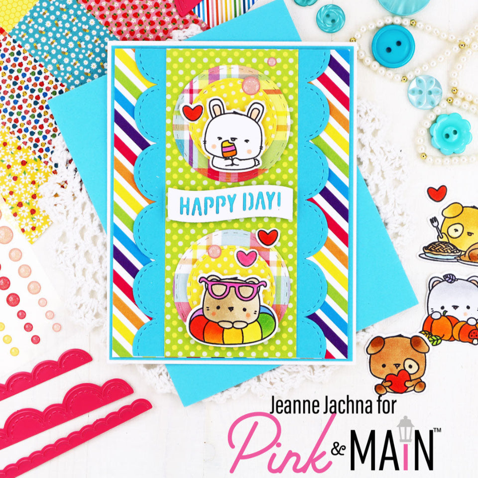 Pink and Main Calendar Cuties Clear Stamp and Die Set rainbow