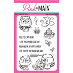 Pink and Main Campy Raccoons Clear Stamp and Die Set image 1
