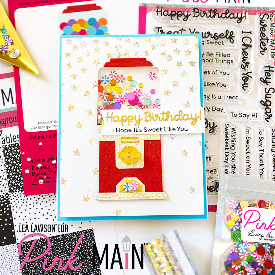 Pink and Main Candy Land Confetti pme195 happy birthday