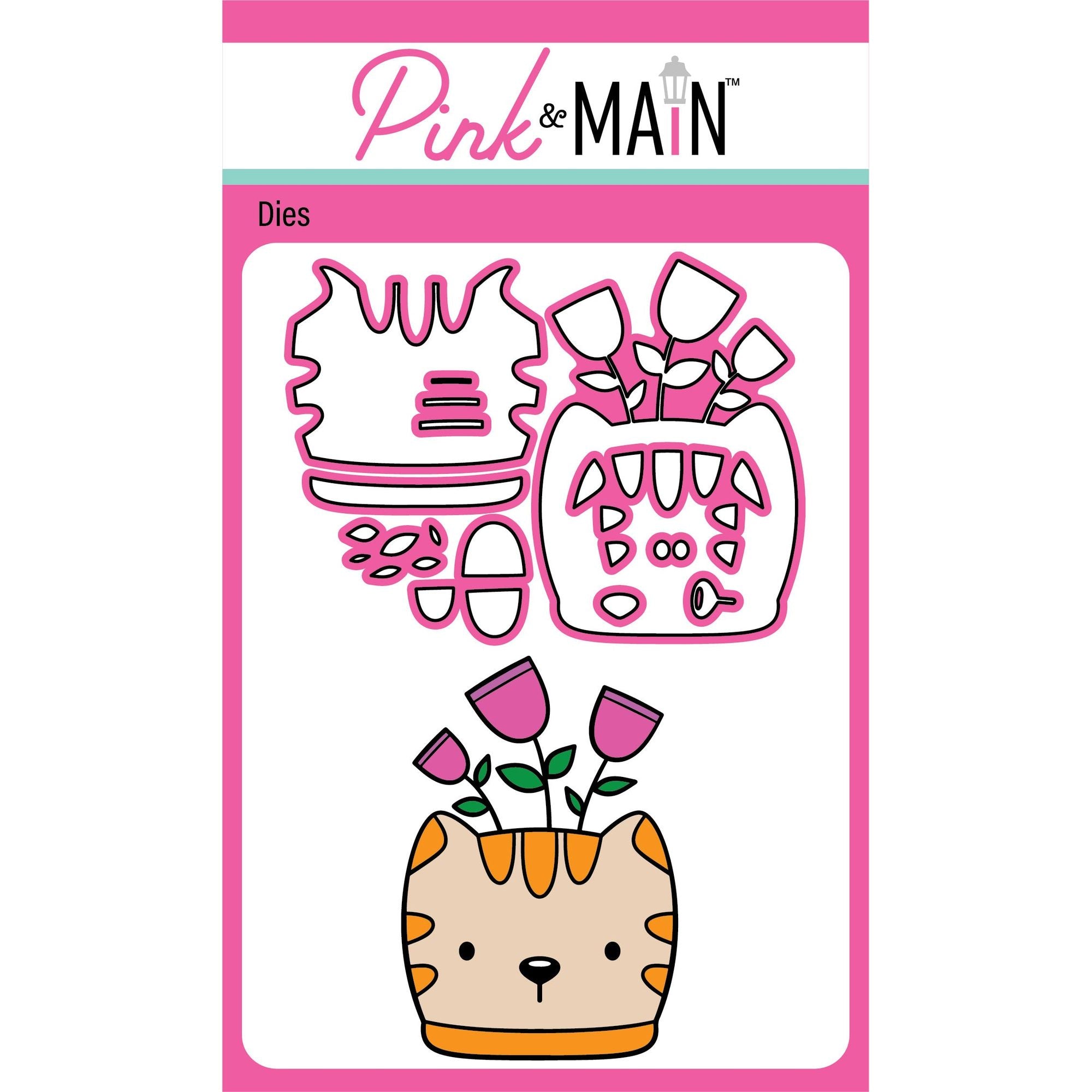 Pink and Main Cat Planter Dies pnm723
