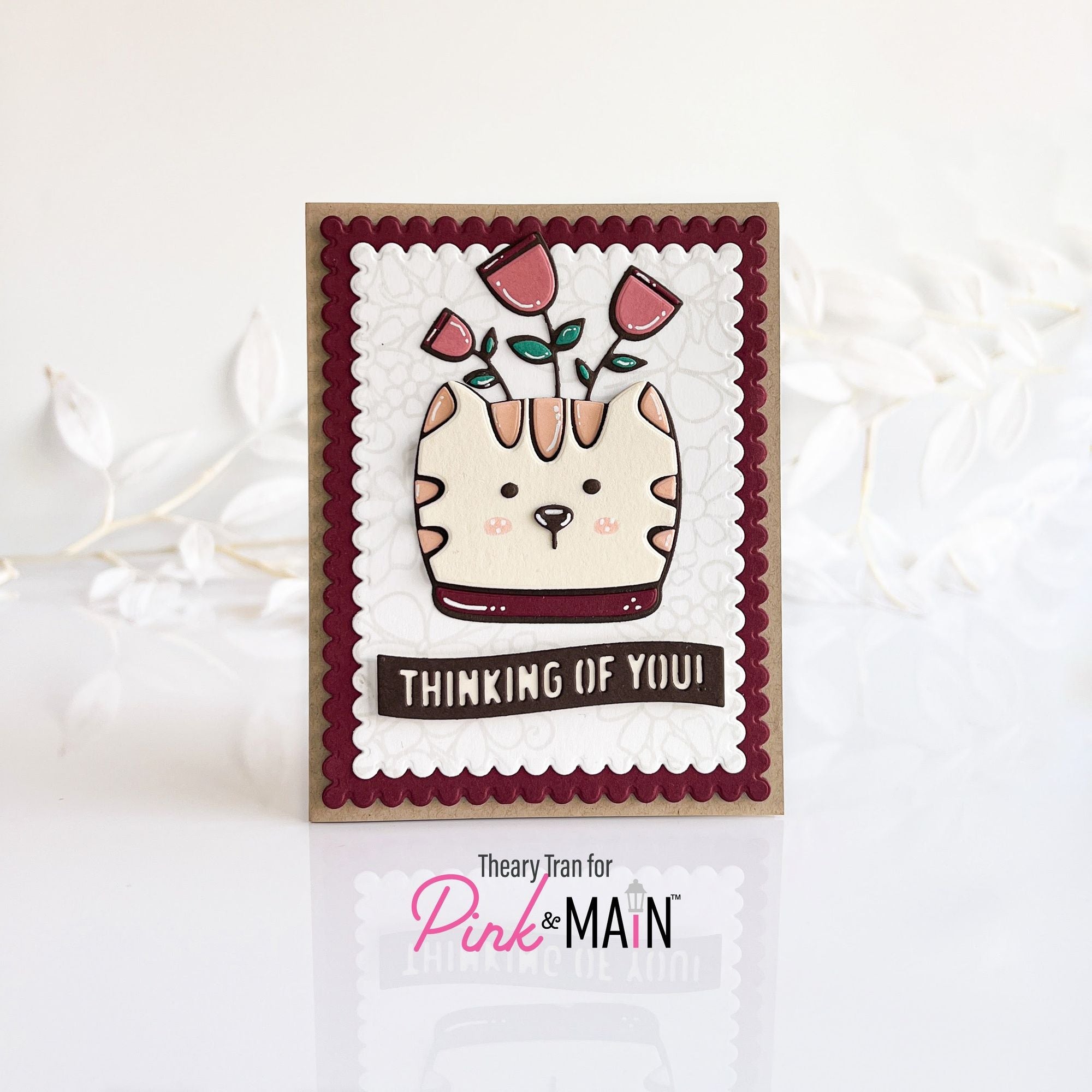 Pink and Main Cat Planter Dies pnm723 thinking of you