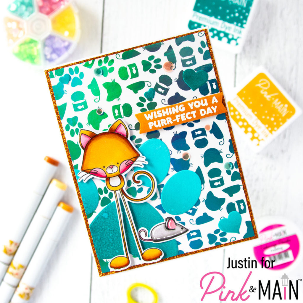 Pink and Main Cats Foilable Panels PMF096 hearts