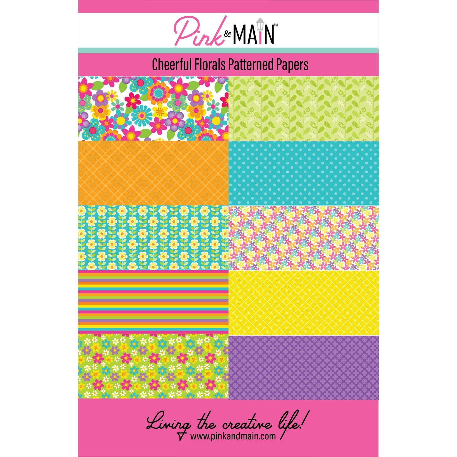 Pink and Main Cheerful Florals 8.5 x 5 inch Paper Pack pmp163