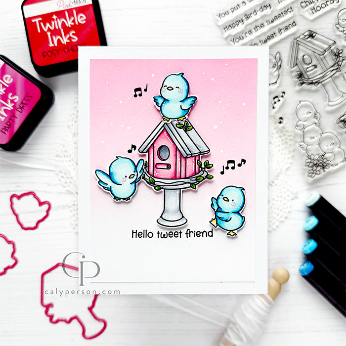 Pink and Main Chirp Chirp Hooray Clear Stamps pm0854 red birdhouse | color-code:ALT01