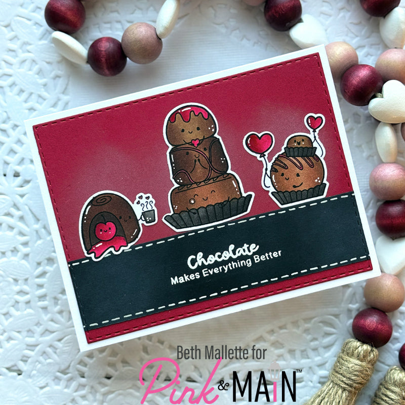 Pink and Main Chocolate Love Clear Stamp and Die Set cherry